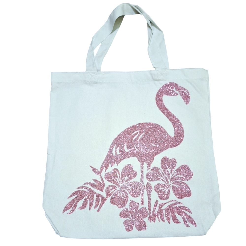 FLAMINGO PINK GLITTER SILHOUETTE HANDCRAFTED TOTE